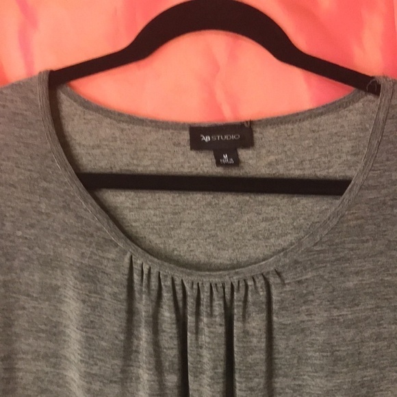 AB Studio Women’s Tunic Top Brown Size M Short Sleeves Banded Waist Stretchy - Picture 2 of 11